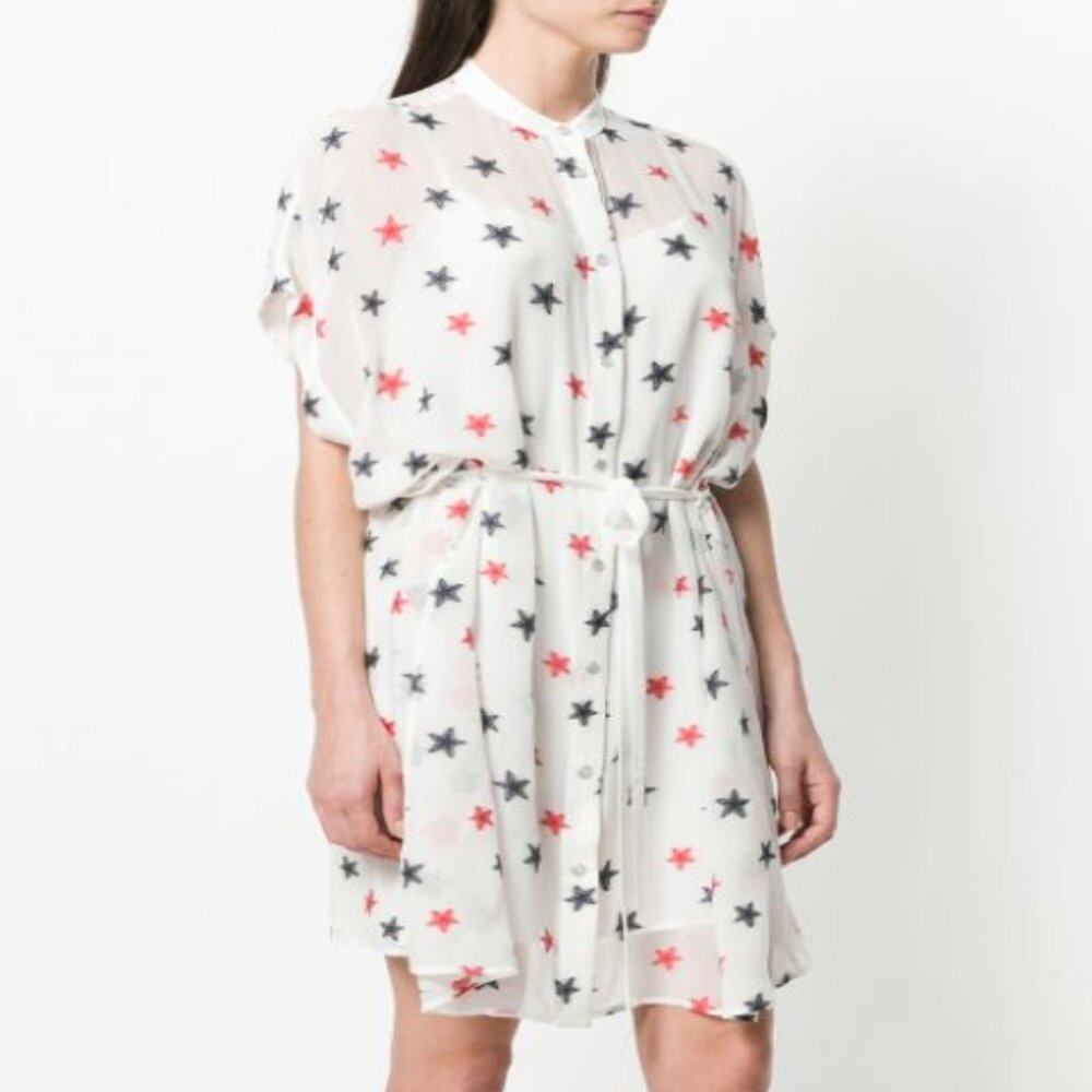 Rag & Bone Star Print Silk Shirt Dress - Picture 1 of 6